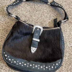 Cow hair leather purse